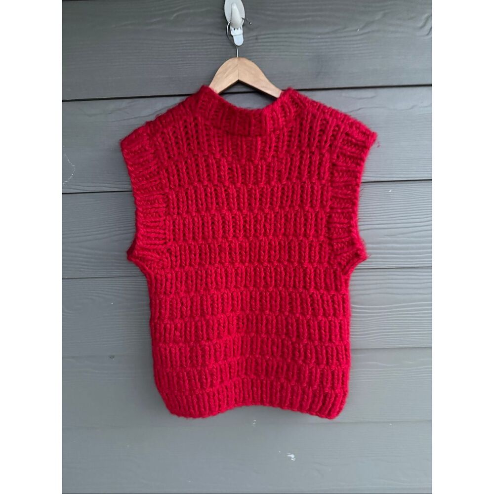 Anthropologie English Factory chunky knit cap sleeve blouse